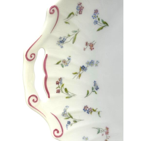 Royal Worcester England Retired 'Forget Me Not' 12" Handled Cake Plate - Picture 2 of 7